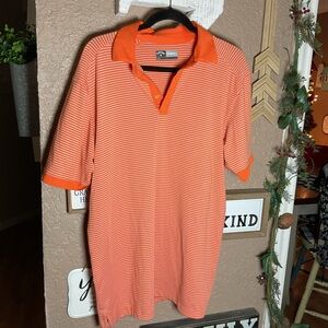 Callaway Opti-Dri Men's Golf Polo Shirt Orange and White Striped  Size Large